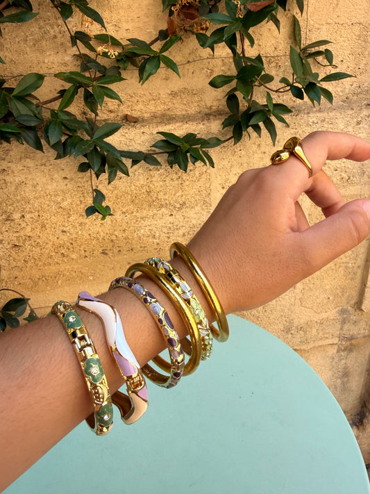 Bracelet jonc traditionnel vert d'eau