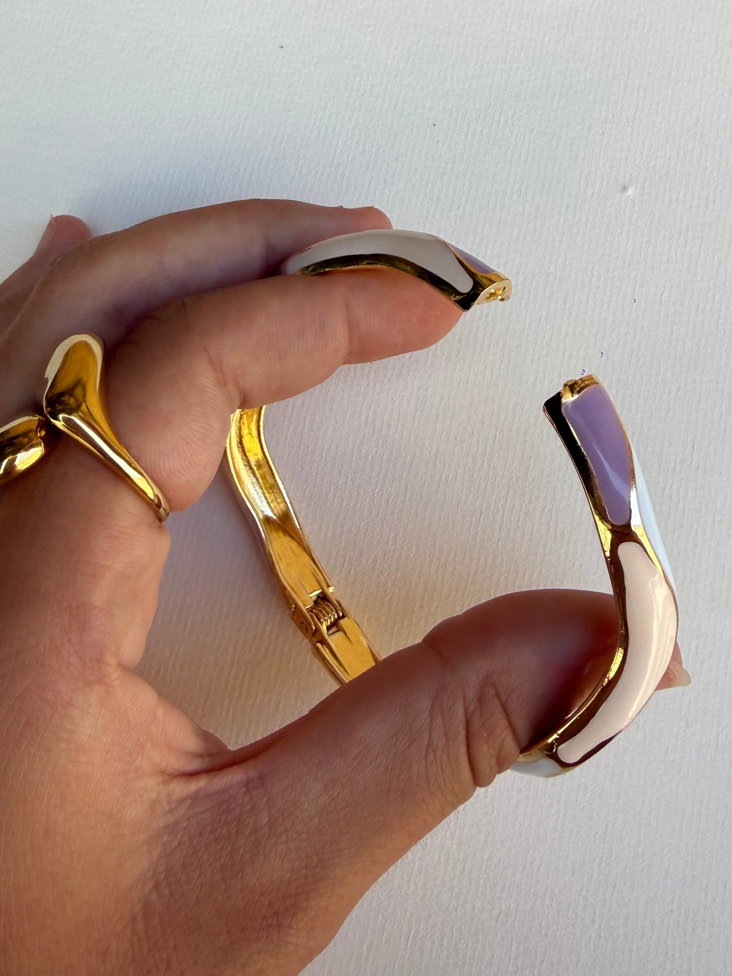 Bracelet Jonc Asiatique Blanc & Rose