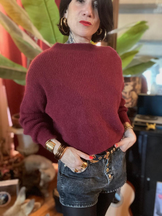 Pull Bordeaux Col Bateau