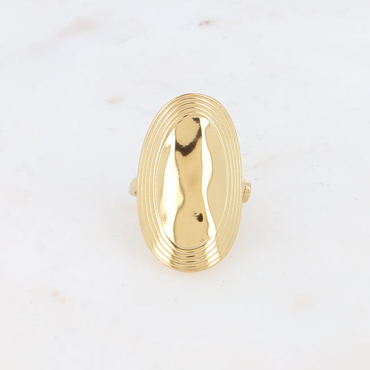 Bague Ovale Contour Strié