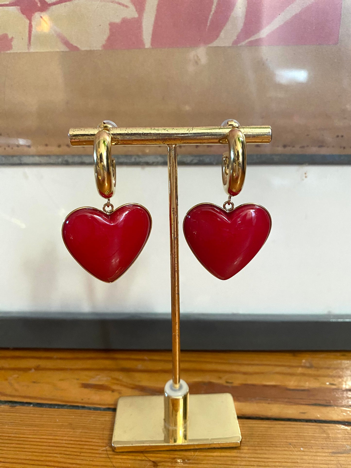 Créoles coeur rouge