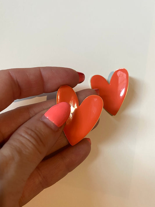 Boucles d'oreilles coeur orange