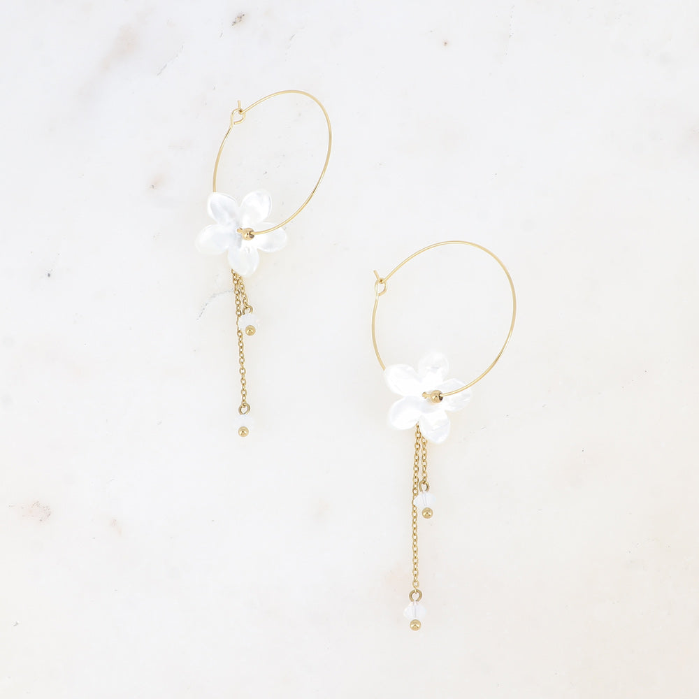 Boucles d'oreilles fleur de nacre fine