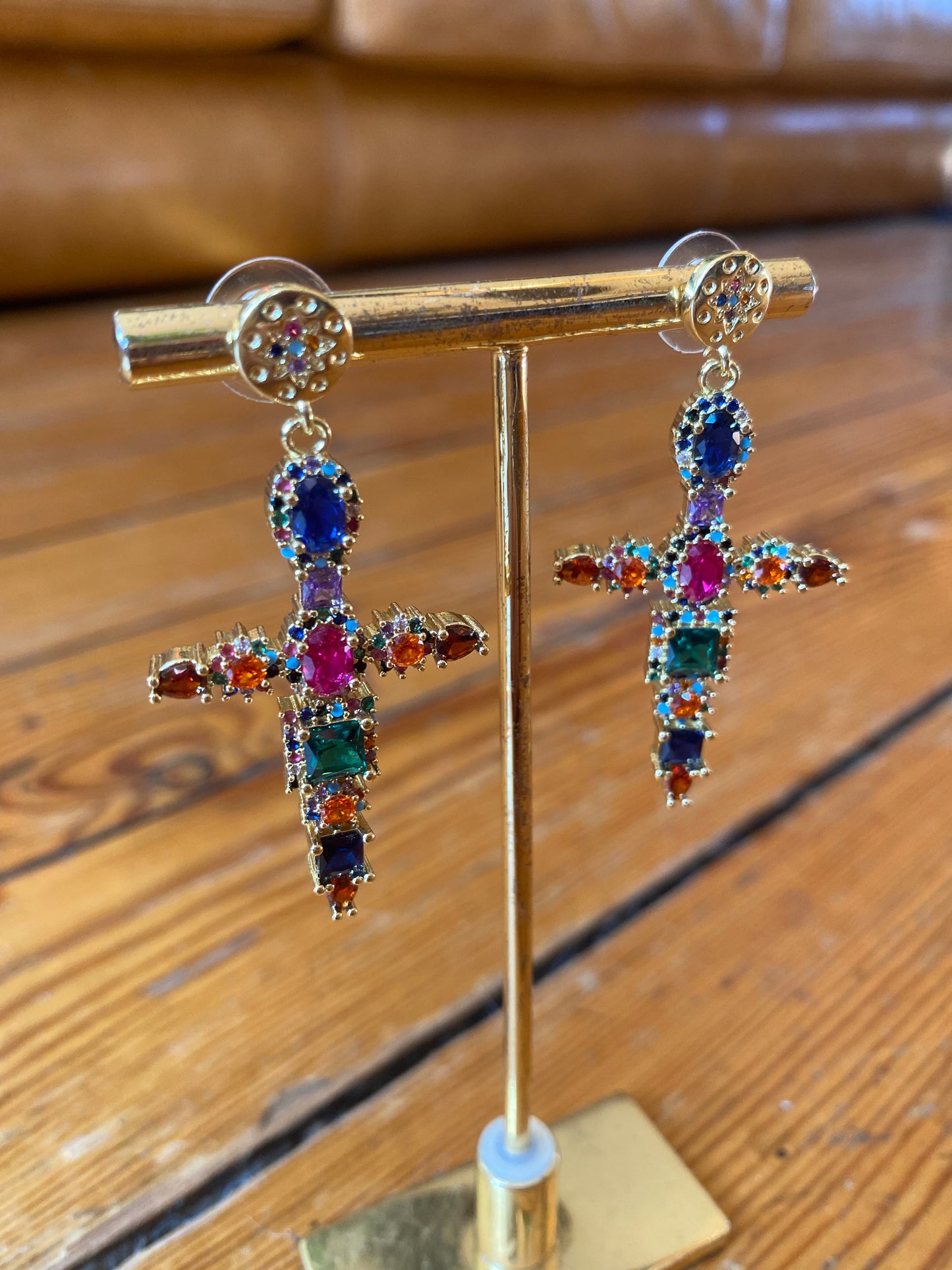 Boucles d'oreilles croix Couture