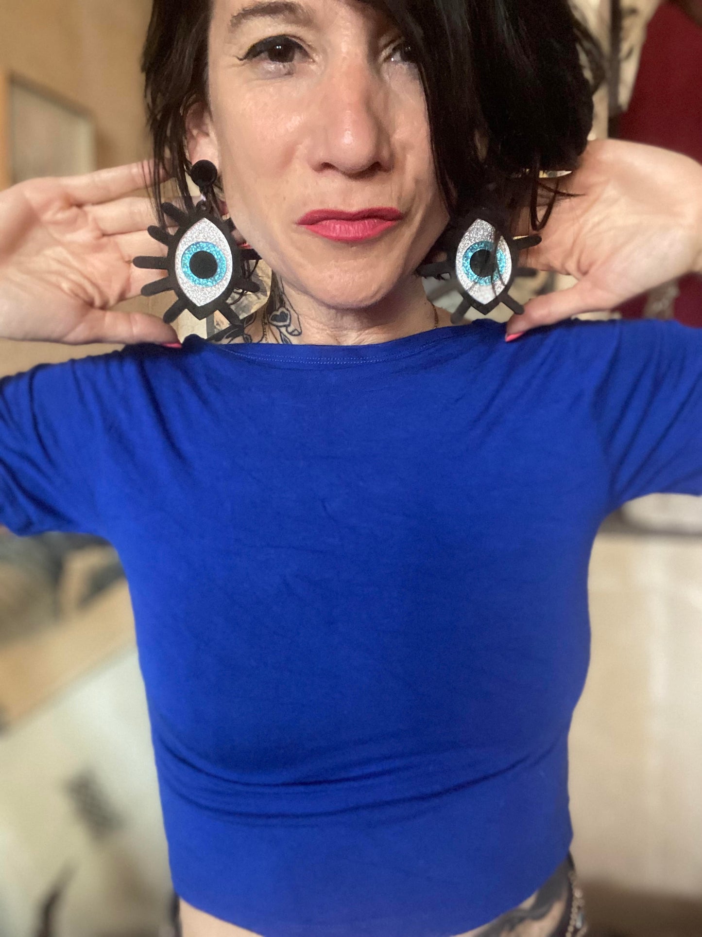 Boucles d’oreilles Œil Pailleté XXL