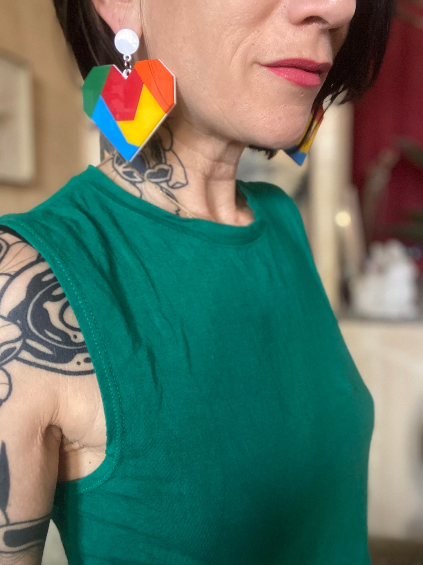 Boucles d’Oreilles Cœur XXL Multicolores
