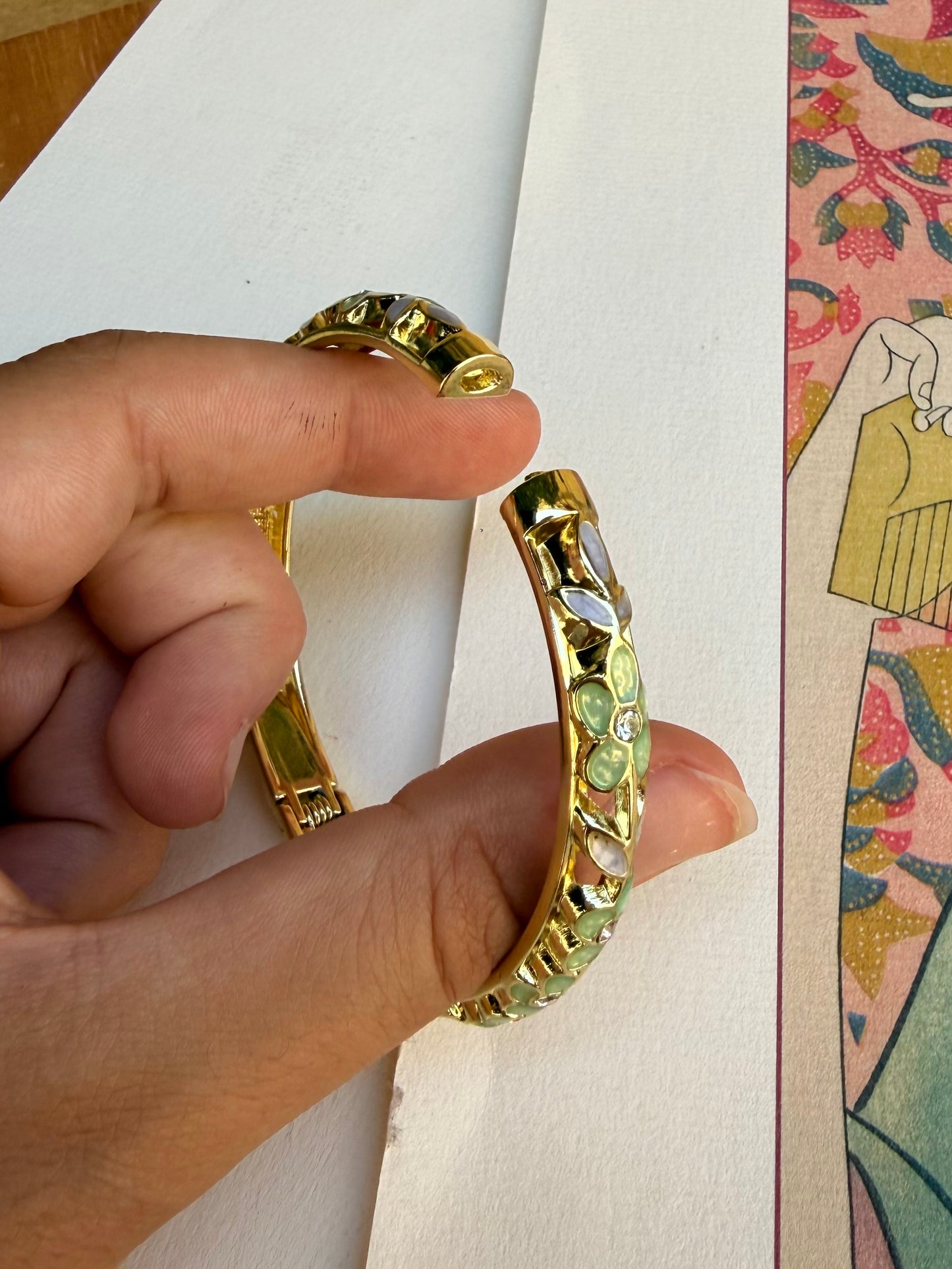 Bracelet jonc traditionnel vert d'eau