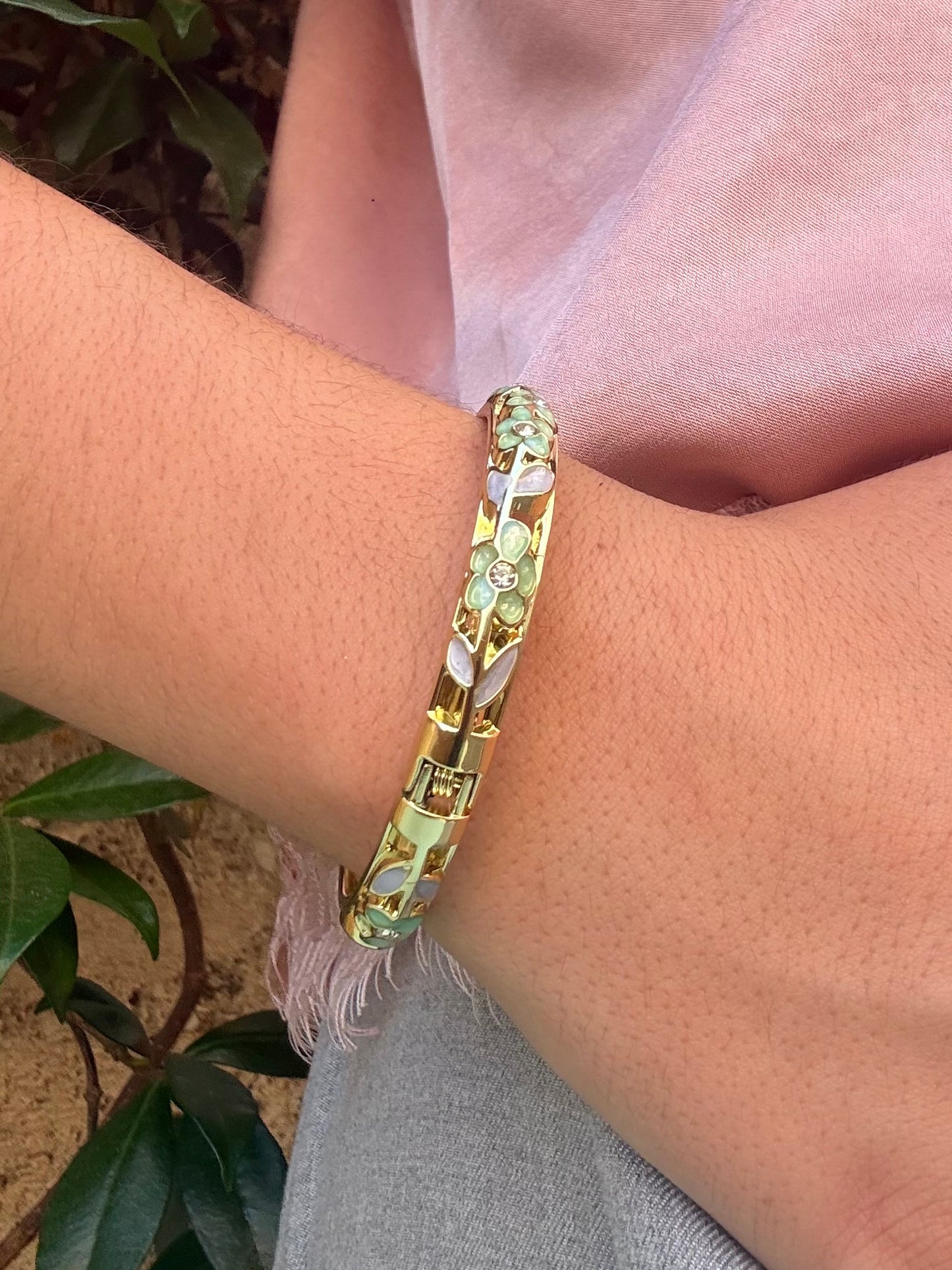 Bracelet jonc traditionnel vert d'eau