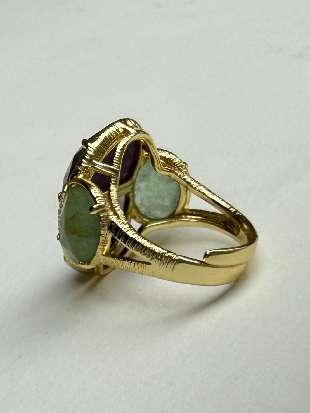 Bague Pierre Naturelles Verte et violette