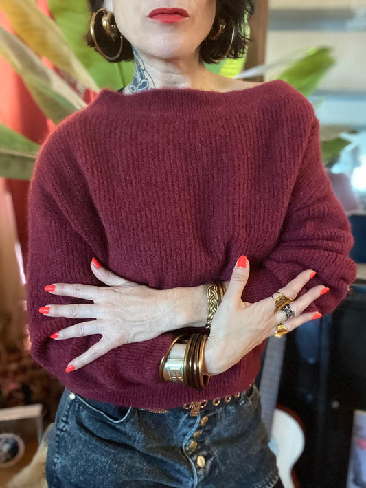 Pull Bordeaux Col Bateau