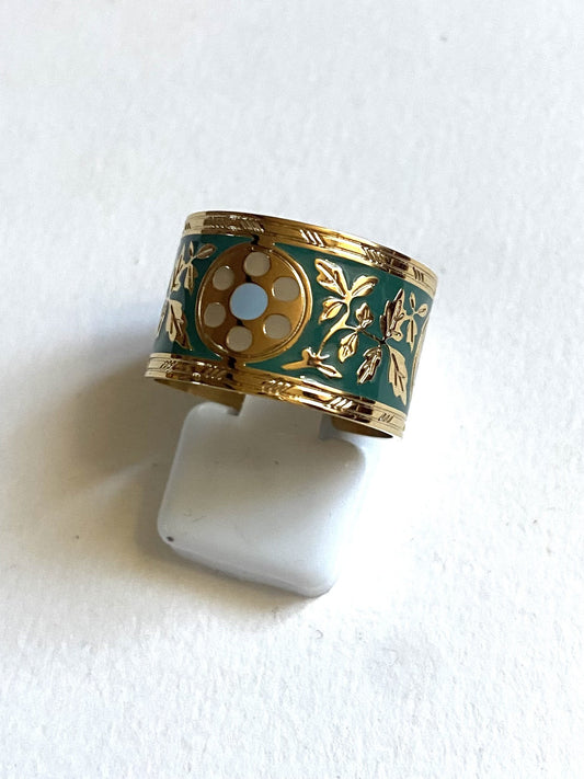 Bague feuilles, verte