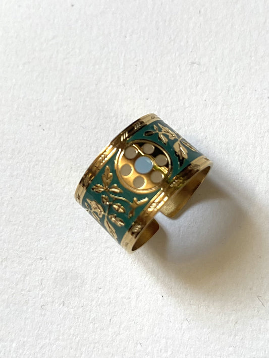 Bague feuilles, verte