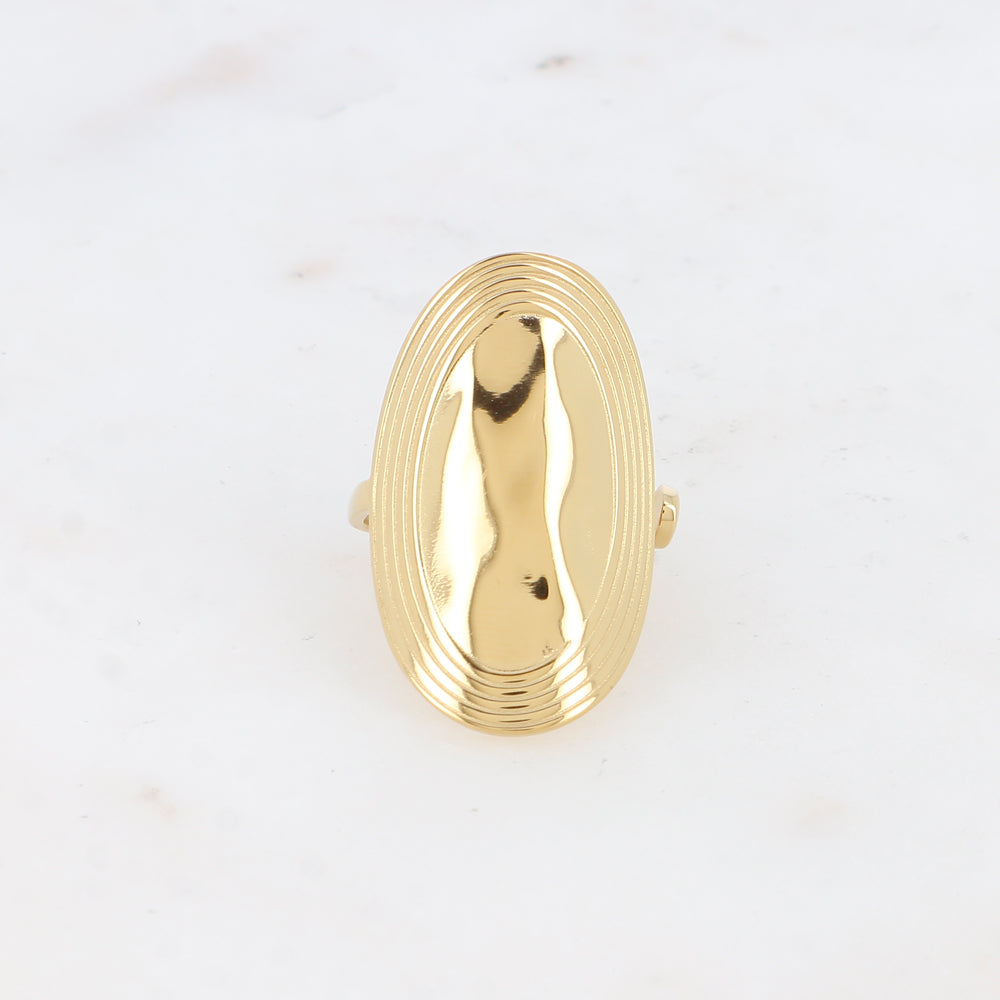 Bague Ovale Contour Strié