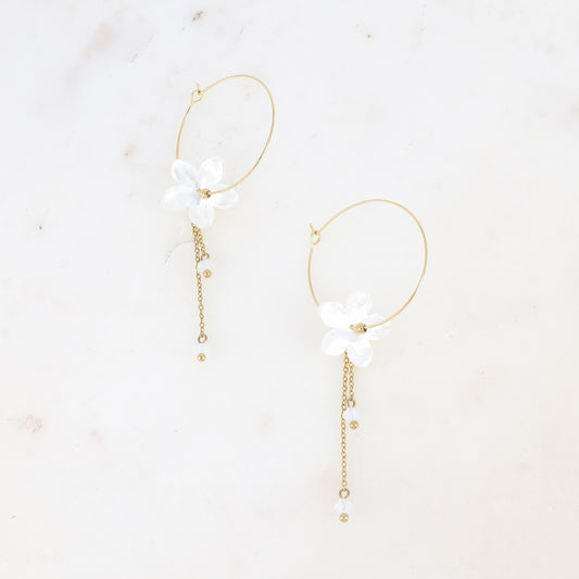Boucles d'oreilles fleur de nacre fine