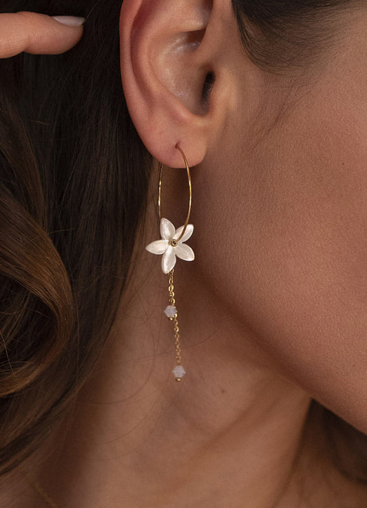 Boucles d'oreilles fleur de nacre fine