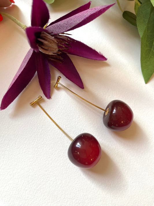 Boucles d'oreilles cerises translucides