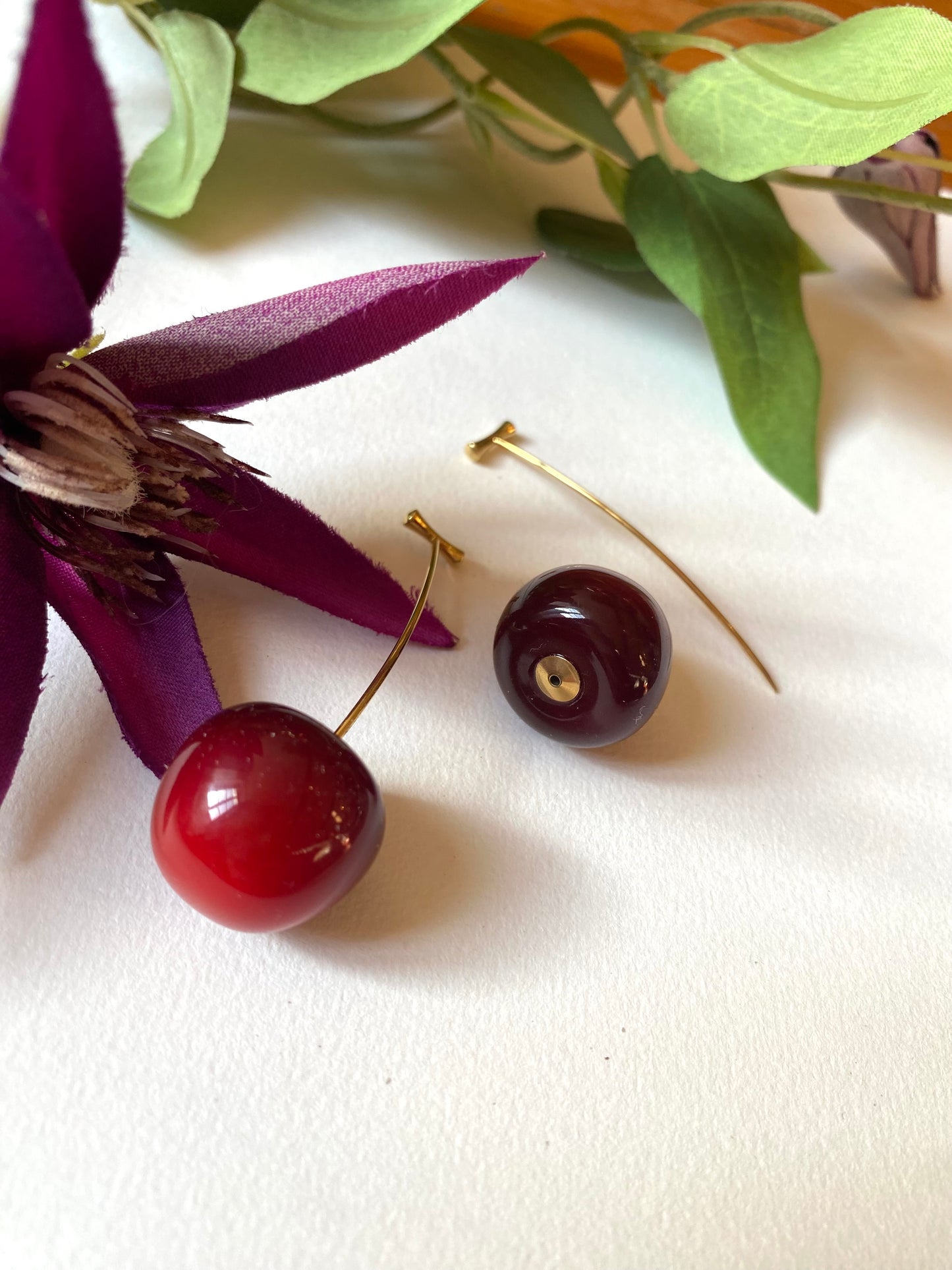 Boucles d'oreilles cerises translucides