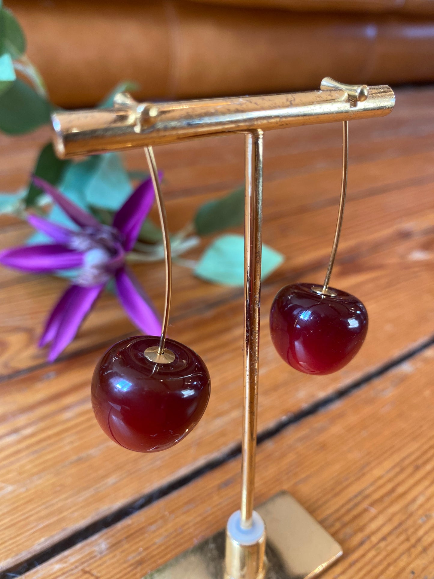 Boucles d'oreilles cerises translucides