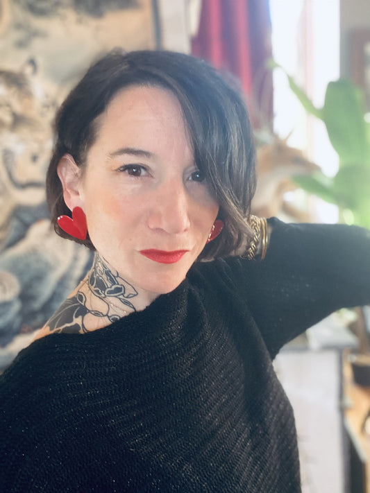 Boucles d'oreilles coeur rouge