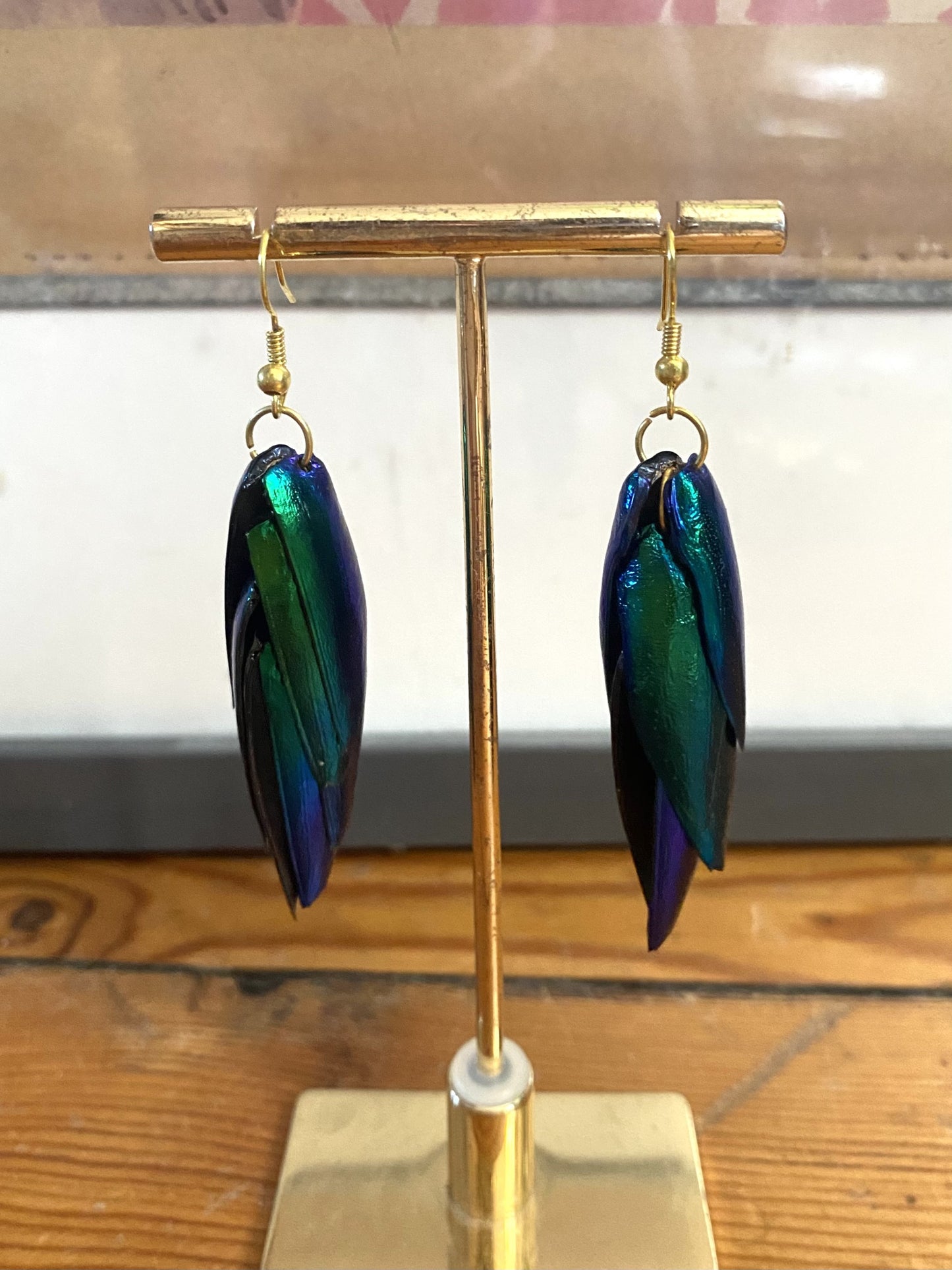 Boucles d'oreilles Elytres de scarabée