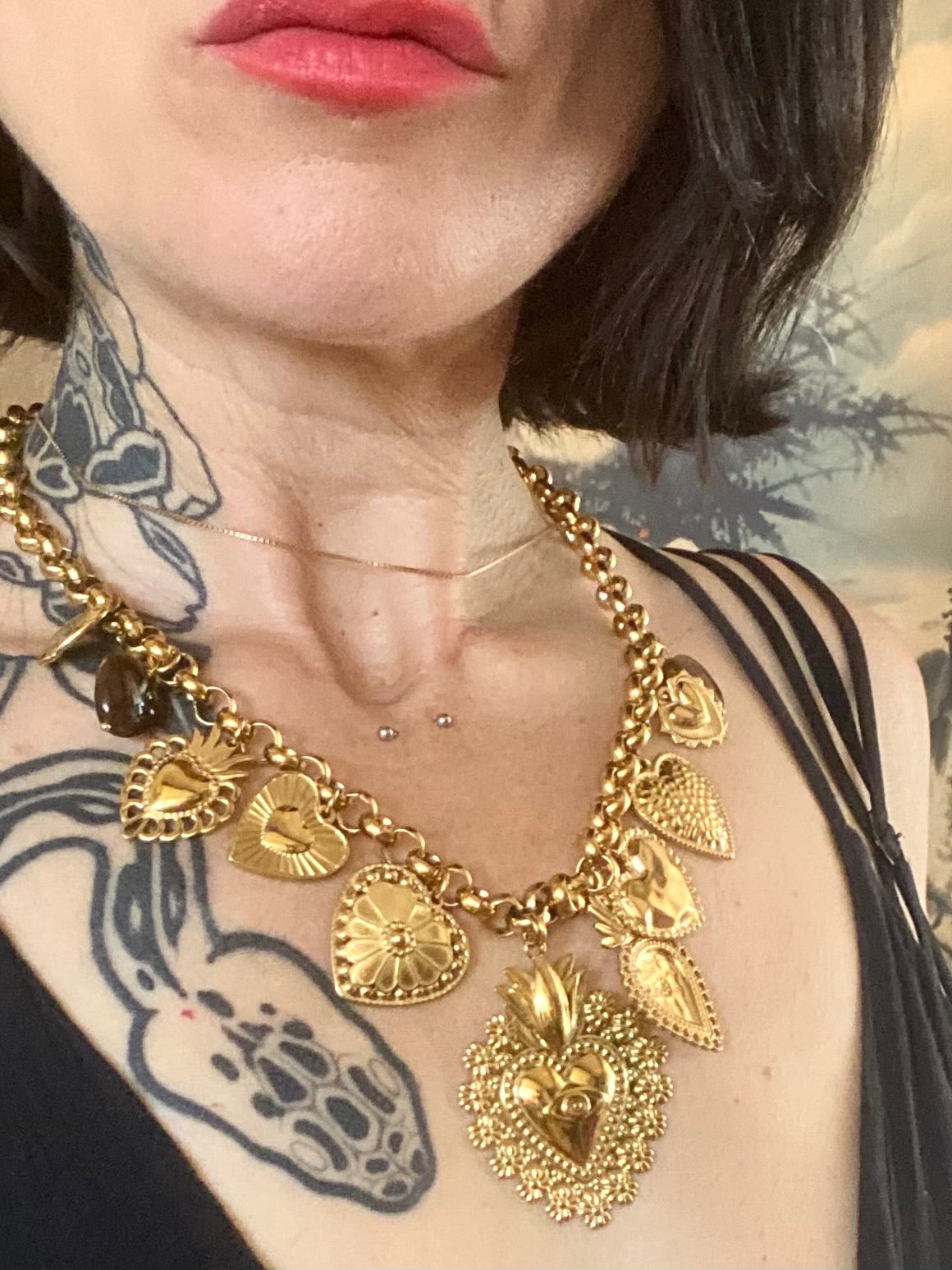 Collier coeurs baroques