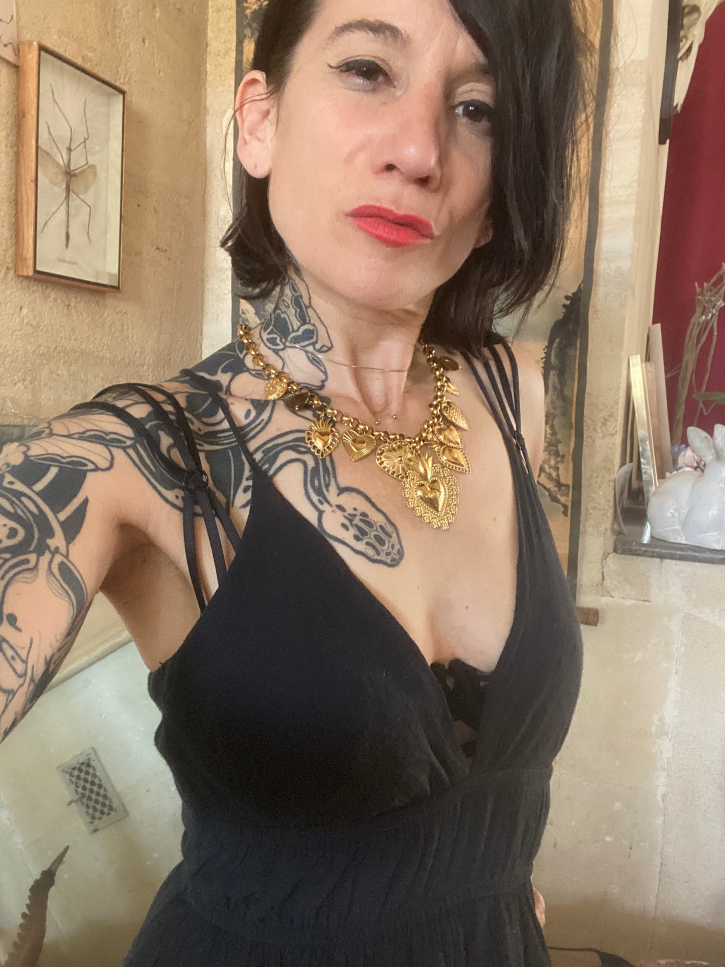 Collier coeurs baroques
