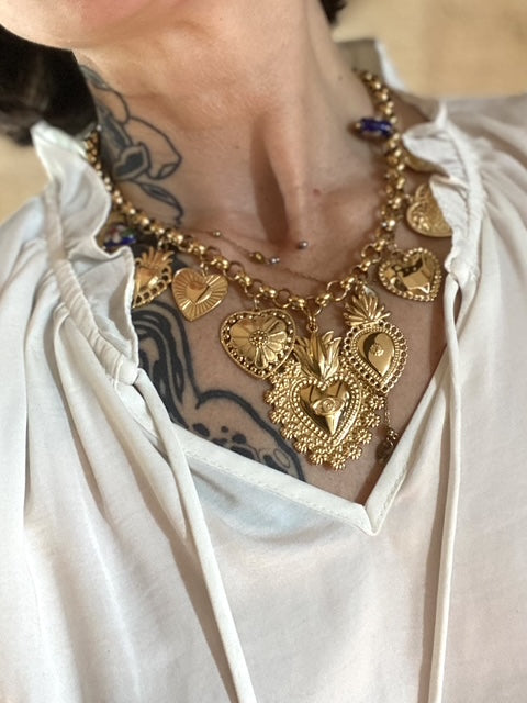 Collier coeurs baroques