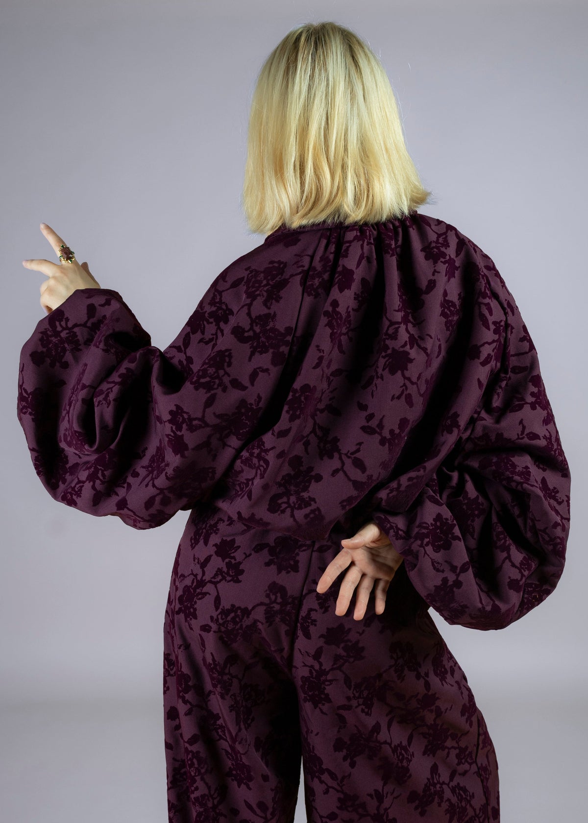 Veste Dahlia violette – Veste oversize à fleurs
