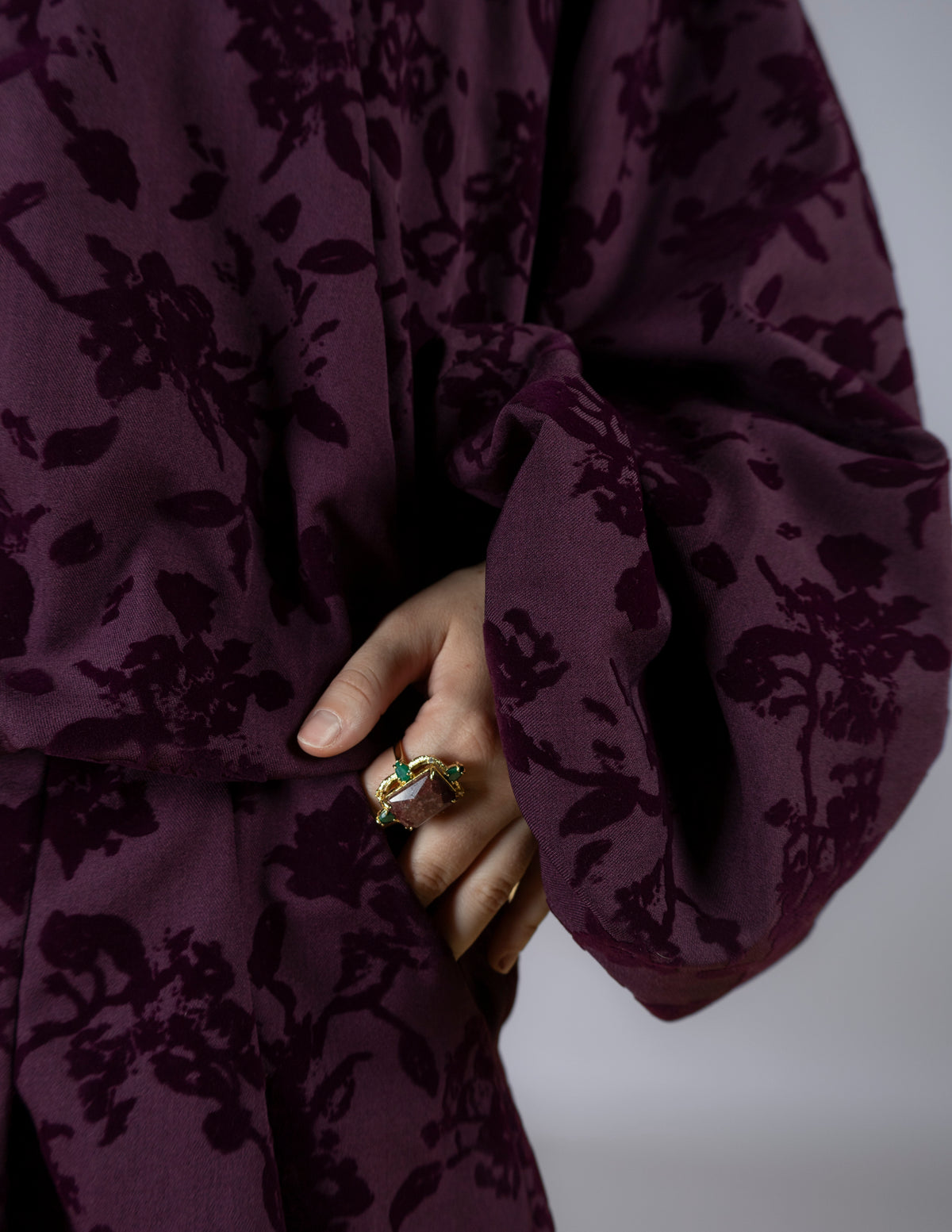 Veste Dahlia violette – Veste oversize à fleurs