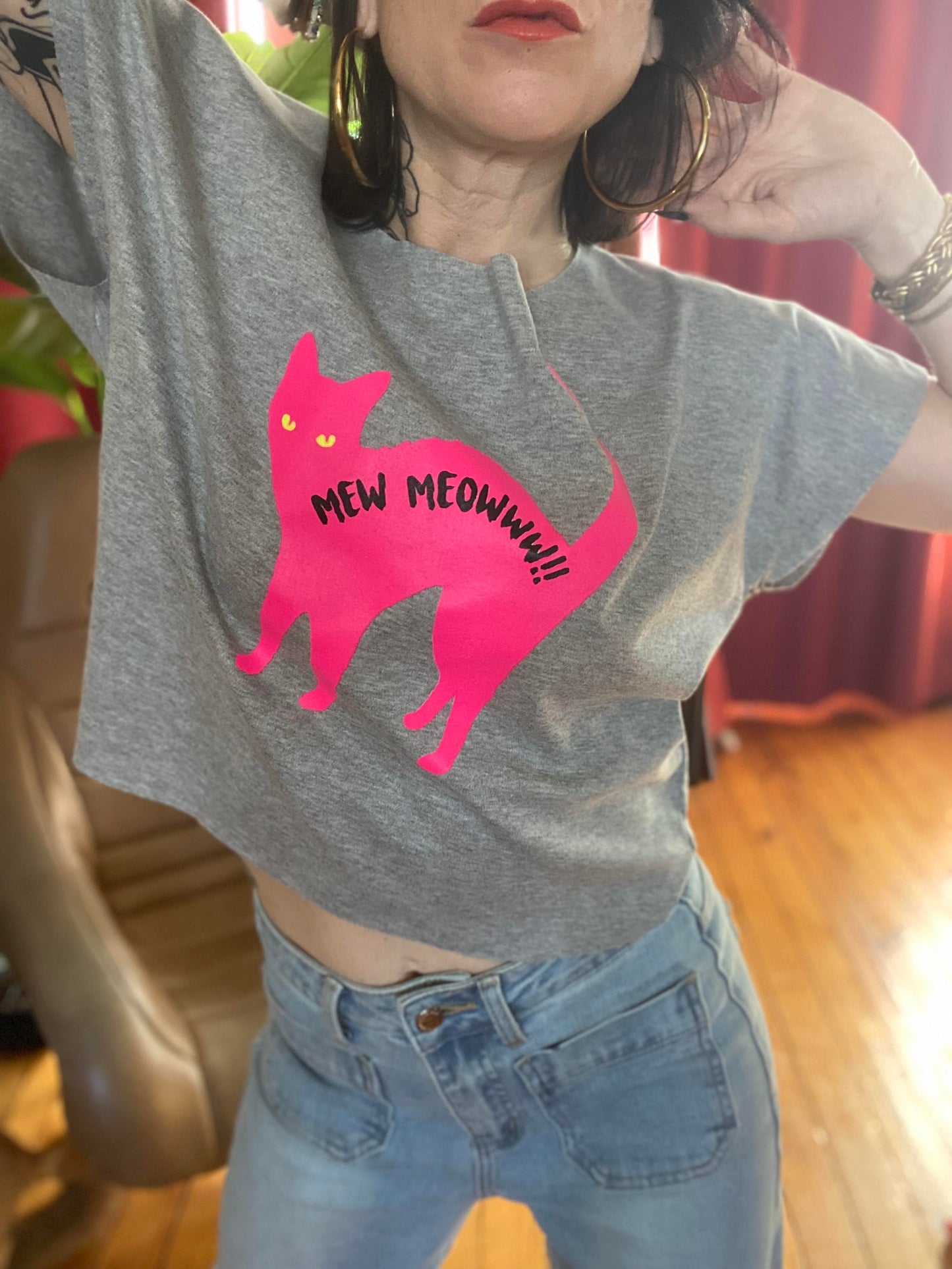 T-shirt chat rose "Meow"