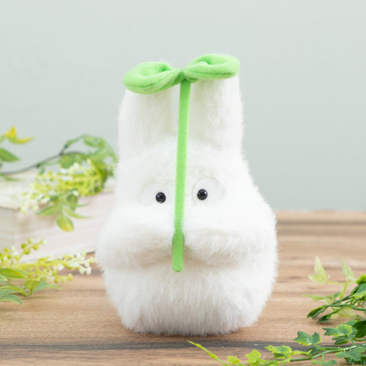 Peluche Totoro Blanc avec Tige Feuille