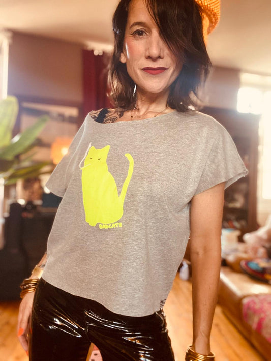 Top badcat jaune fluo